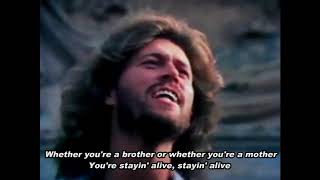 Bee Gees  Stayin Alive Lyrics [upl. by Eilahs]