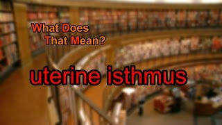 What does uterine isthmus mean [upl. by Benilda]