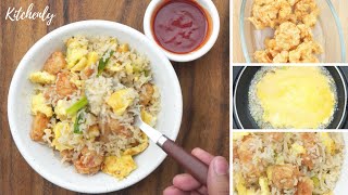 Prawns Fried Rice Recipe  Kitchenly [upl. by Garwin]