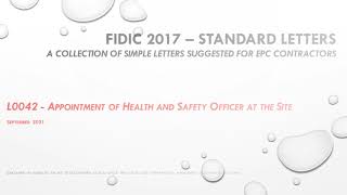 FIDIC 2017 Cl 67  L042 Appointment of Health and Safety Officer [upl. by Adnuahsar930]