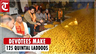 Devotees in Chandigarh making 125 quintal laddoos ahead of Ram Temple inauguration in Ayodhya [upl. by Adnahsor]