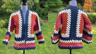 How to Crochet Beginner Crochet Hexagon Cardigan for Adults [upl. by Idaf63]