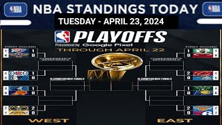 NBA PLAYOFF 2024 BRACKETS STANDING TODAY  NBA STANDING TODAY as of APRIL 23 2024  NBA 2024 RESULT [upl. by Assirram]