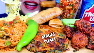 ASMR MAGGI THALIMAGGI PAKORACHEELASPRING ROLLBHELMASALA MAGGICHEESY MAGGIEATING MYWAYINDIAN [upl. by Hathaway390]