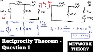 Reciprocity Theorem  Question 1  Network Theorems  Network Theory [upl. by Perren]