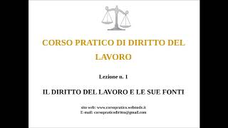 1 IL DIRITTO DEL LAVORO E LE SUE FONTI [upl. by Nosyla]