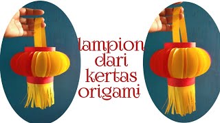 Cara membuat lampion gantung dari kertas origami  hiasan imlek [upl. by Anayik]