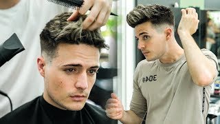 Skin Fade Textured Quiff Haircut amp Hairstyle Tutorial  Mens Summer Hair  BluMaan 2018 [upl. by Dolora]