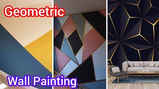 Wall Painting Design  Geometric Wall Painting home decor Interior Design ideas [upl. by Dyer]