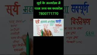 सूर्य के अन्तर्दशा में परम उच्च का फल nakshtratak astrology horoscope vedicastrology [upl. by Ettenom]