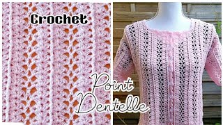 Tuto point Dentelle au crochet idéal pour tout ouvrage pull top écharpe étole isacrochet [upl. by Gloria]