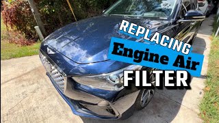 20T GENESIS G70  HOW TO REPLACE ENGINE AIR FILTER [upl. by Lanaj]