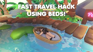 NEW SUPER FAST TRAVEL HACK USING BEDS in Adopt me SUPER USEFUL [upl. by Brawley832]