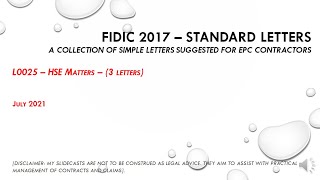 FIDIC 2017 Cl 48  L025 HSE Matters [upl. by Feldman]