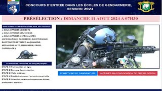 Concours De Gendarmerie 2024  Date Composition Ecrite Phase de Présélection  Imprimer Convocation [upl. by Eanahs]