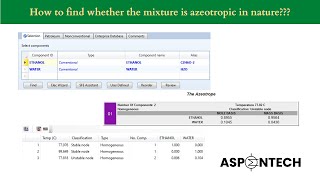 How to find azeotropic nature of the mixture using Aspen Plus Lecture  109 [upl. by Dayna]