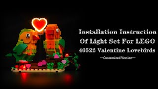 Installation Instruction Of Light Set For LEGO 40522 Valentine Lovebirds [upl. by Ybot]