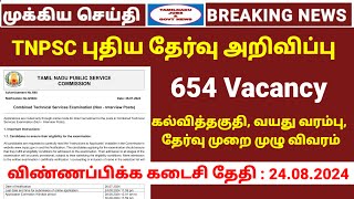 TNPSC புதிய தேர்வு அறிவிப்பு  654 Vacancy  CTSE Notification full deatails  TNPSC New job Out [upl. by Geerts]