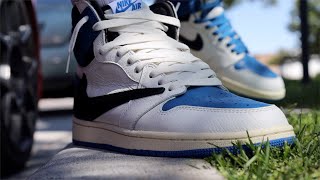 Fragment x Travis Scott x Air Jordan 1 High OG Review On foot Comparison Part 2 [upl. by Ellehsim]