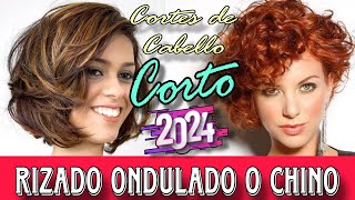 CORTES de CABELLO RIZADO CORTO Tendencia 2024 Lo Mejor del Momento CORTES y ESTILOS para MUJERES [upl. by Manwell]