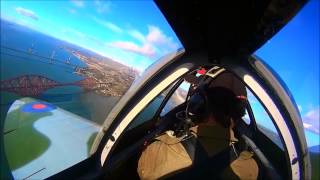 Forth Bridge 125th Anniversary Spitfire Cockpit Footage March 4th 2015 [upl. by Dart]