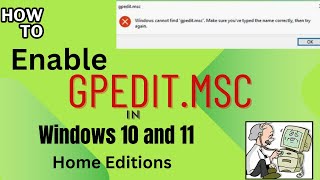 Enable Gpedit In Windows 10 amp 11 Home Edition  Gpedit ko kaise Enable Kare  Gpeditmsc Not Found [upl. by Farr]