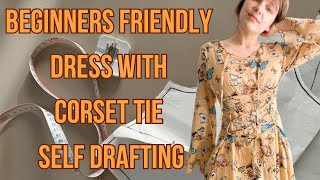 How to Design Simple Dresses Without Darts for Beginners Pattern Drafting Tutorial [upl. by Arahsit589]