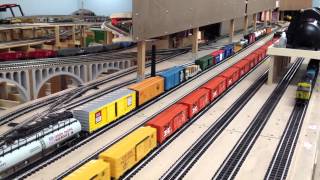 100 Car Freight moving through the Fiddle yard on the BMHR layout [upl. by Anik995]