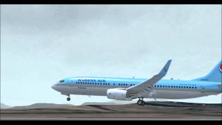 fsx realism Korean air Gimhae 18R circling approach soft landing [upl. by Hamilton]