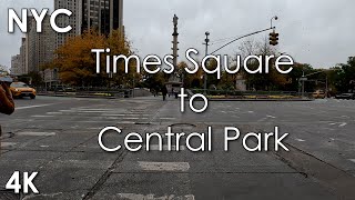 NYC walk from Times Square to Central Park at 59th Street 4K [upl. by Willette]