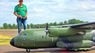 HOMEMADE XXXL TRANSALL C160 RC SCALE AIRPLANE WITH TUG DEMONSTRATION FLIGHT [upl. by Chaille]