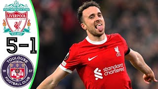 Liverpool vs Toulouse 51  All Goals and Highlights  2023 💥 JOTA amp NUNEZ [upl. by Ilyse434]