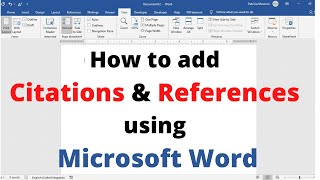 How to add Citations and References using Microsoft Word  Adding Citation and References by MS word [upl. by Hyacinthie]