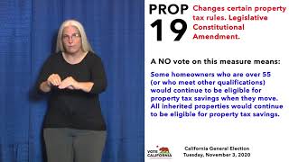 Proposition 19  November 3 2020 California General Election Quick Reference Guide ASL [upl. by Eneladgam862]