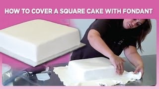 How to cover a square cake with fondant [upl. by Anyar]