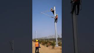 Installation process of support frame for contact grid of electrified railway [upl. by Marx]