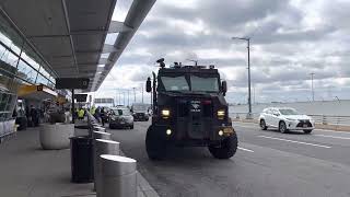 Port Authority Police Swat Bearcat RespondingArriving at JFK 31123 [upl. by Gladdy569]