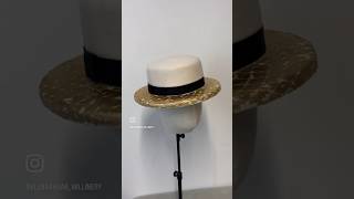 Making of a Boater hat with gold foil decor handmade by Elena Shvab Millinery London fashion hat [upl. by Eserehs471]