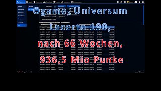 Ogame Uni Lacerta 190 nach 66 Wochen 9365 Mio Punkte [upl. by Bandur261]