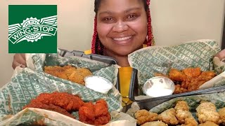 WINGSTOP BONELESS WINGS AND TENDERS MUKBANG [upl. by Werdnaed]