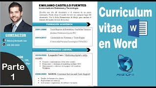 Cómo hacer un curriculum vitae en WORD  parte 1 [upl. by Bel]