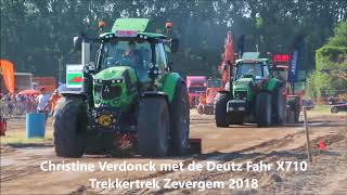 Christine Verdonck met de Deutz Fahr X710 op Trekkertrek Zevergem 2018 [upl. by Zinn]