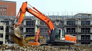 517UP 解体工事現場で活躍するユンボ 日立建機 ZAXIS 210K JR西日本 片山アパート解体工事 [upl. by Cleti]