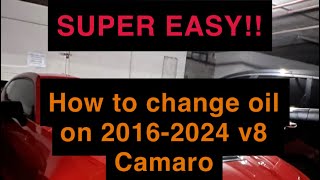 How to change engine oil on 6th generation v8 Camaro SUPER EASY [upl. by Desirea4]