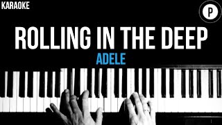 Adele  Rolling In The Deep Karaoke SLOWER Acoustic Piano Instrumental Cover Lyrics [upl. by Kraska183]