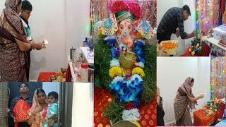 Ganpati Bappa Aaye Humare Ghar😍 Ganesh Chaturthi Festival Celebration dirishtiisangwanvlogs1338 [upl. by Leumek]