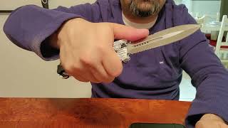 Review Cobratec CTK1 Large Winter Camo Handle Double Edged Double Serrated Blade [upl. by Dippold]