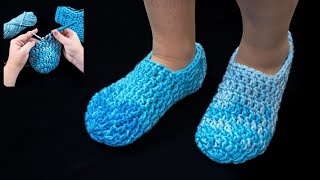 Crochet slippers in an hour  even a beginner can handle it [upl. by Ehrsam]