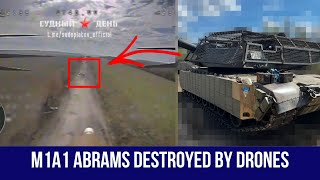 M1A1 Abrams tank destroyed by FPV Drones [upl. by Orelu849]