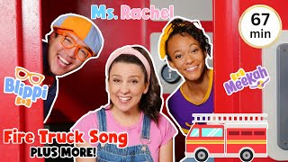 Blippi and Ms Rachel Fire Truck Song and Wheels on the Bus  Nursery Rhymes and Kids Songs [upl. by Silverman]